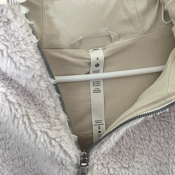 Lululemon Scuba Oversized Half-Zip Fleece Sherpa Hoodie - White Opal - Size 8 - Picture 6 of 6